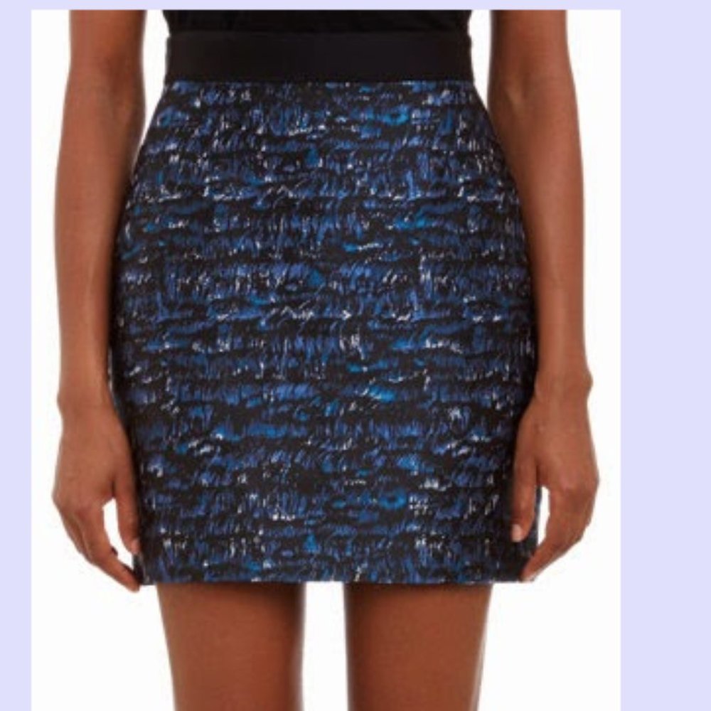 NWT Proenza Schouler Blue Jacquard Mini Silk Skirt